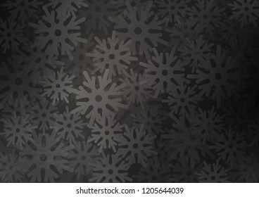 Dark vector pattern with christmas snowflakes. Snow on blurred abstract background with gradient. New year design for your business advert.