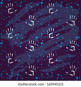 Dark vector pattern made of palm prints