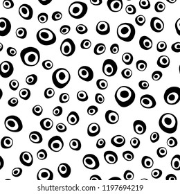 Dark vector seamless background with bubbles. Colorful illustration with blurred circles in nature style. Pattern for trendy fabric, wallpapers.