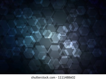 Dark vector shining hexagonal pattern. A completely new color illustration in a vague style. The textured pattern can be used for background.