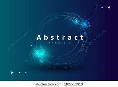 dark vector template with glowing circle of thin lines