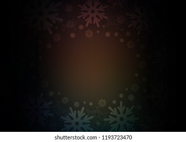 Dark vector template with ice snowflakes. Decorative shining illustration with snow on abstract template. New year design for your business advert.