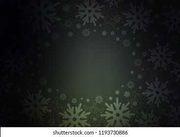 Dark vector template with ice snowflakes. Snow on blurred abstract background with gradient. New year design for your business advert.