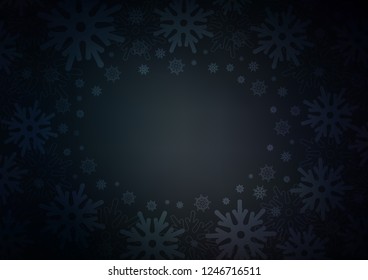 Dark vector template with ice snowflakes. Shining colored illustration with snow in christmas style. The pattern can be used for year new  websites.