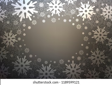 Dark vector texture with colored snowflakes. Snow on blurred abstract background with gradient. The template can be used as a new year background.