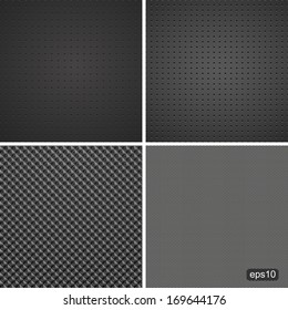 Dark vector texture. Set of seamless carbon backgrounds.