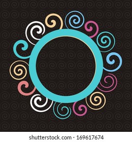 Dark vector vintage background with colorful round ornament