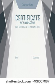 Dark Vertical Modern Certificate of completion. A4 size with 5 mm bleed