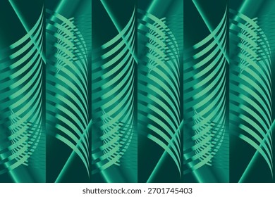 Dark and vibrant teal abstract background featuring repetitive vertical wavy stripes and dynamic gradient lines. Perfect for modern tech and corporate themes.