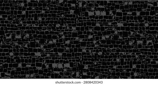 A dark vintage backdrop featuring a rough black leather pattern and crumpled paper texture creates a macro grunge material surface for this blank textured stone and fabric wall wallpaper design