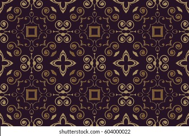 Dark Vintage background, damask pattern abstract background with repeating elements