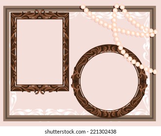 dark vintage frames decorated with pearls