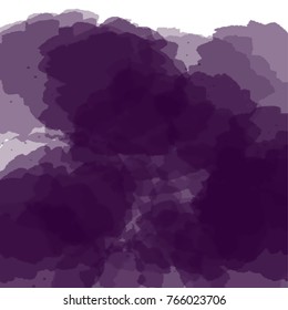 dark violet abstract watercolor cloud pattern with sharp-cut borders on white background, vector illustration