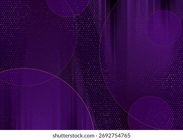 Fundo geométrico violeta escuro com pequenos pontos dourados. Ilustração vetorial