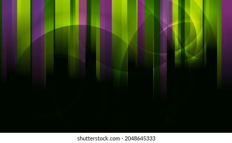 Dark violet and green glossy stripes abstract geometric background. Technology vector design