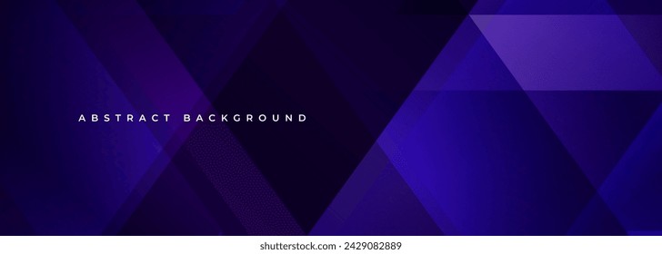 Dark violet modern abstract wide banner with geometric shapes. Dark purple abstract background. Vector illustration