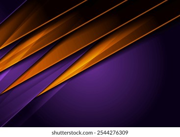 Fondo geométrico abstracto de rayas brillantes de color violeta oscuro y naranja. Diseño gráfico de concepto de Vector