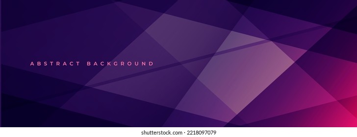 Dark violet and pink abstract modern wide banner with geometric shapes. Bright pink and purple abstract background. Colorful banner design template background. Vector illustration.