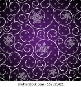 dark violet seamless background with swirls and snowflakes