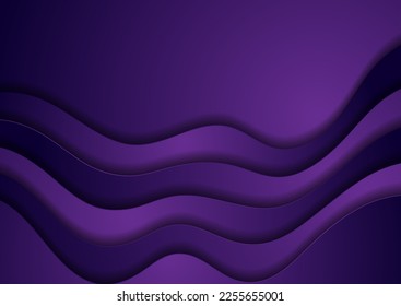 Dark violet waves abstract corporate elegant background. Vector graphic design