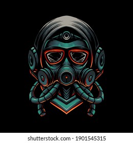 Dark Virus Mask Vector Illustration