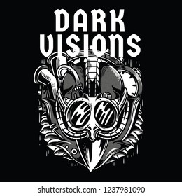 Dark Visions Black and White Illustration