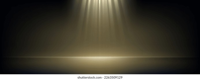 Dark wall and floor with light beam abstract background illustration