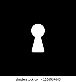 Dark wall with light from keyhole. Keyhole icon or sign on black background. Keyhole flat symbol. Vector illustration