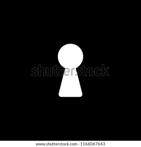 Dark wall with light from keyhole. Keyhole icon or sign on black background. Keyhole flat symbol. Vector illustration