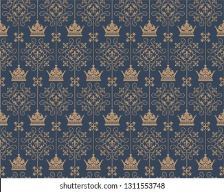 Dark wallpaper background pattern in royal style. Vector graphics.