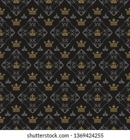Dark wallpaper background pattern in royal style. Vector graphics