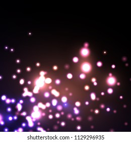 Dark wallpaper. Evening festive background. Street, sparkling lights. Vector.