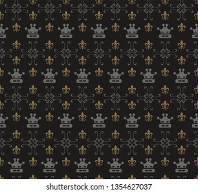 Dark wallpaper in old-fashioned style for your design. Vector graphics