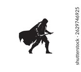 Dark Warrior Silhouette with Lightsaber