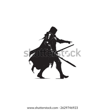 Dark Warrior Silhouette with Lightsaber