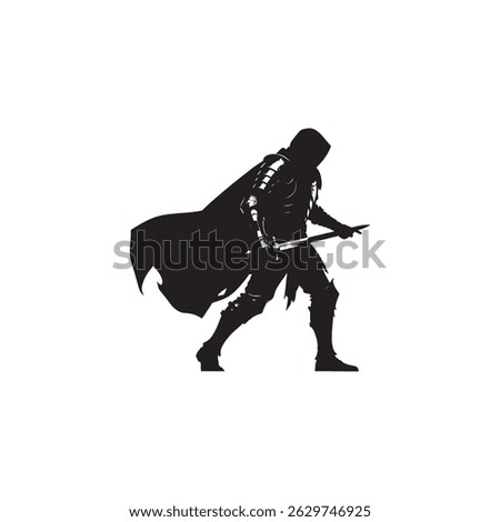 Dark Warrior Silhouette with Lightsaber