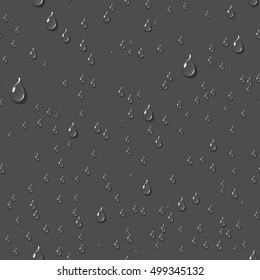Dark water transparent drops seamless pattern.
