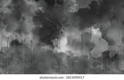 Dark watercolor cloud texture with handcrafted paint diffusion and grunge overlays  