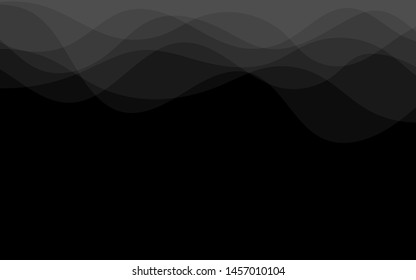 Dark wave curve concept abstract vector black background design illustration.