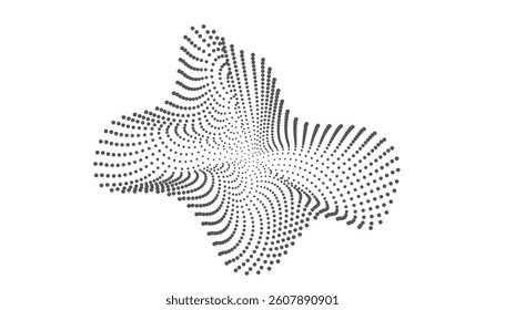 Dark wave of soft grey dots in distorted mesh flow