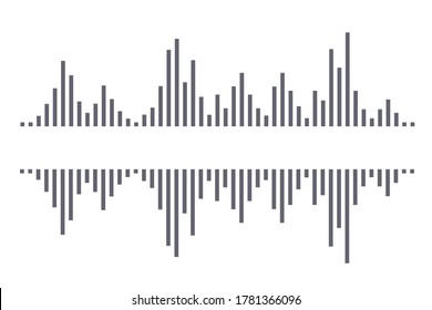 Dark waves as equalizer isolated on white background. Vector Illustration