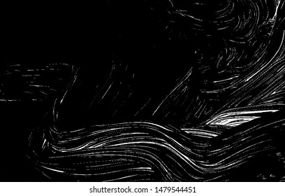 Dark wavy texture with thin lines and stripes. Abstract distressed vector illustration. Overlay over any design to create interesting effect and depth. Black isolated on white. EPS10