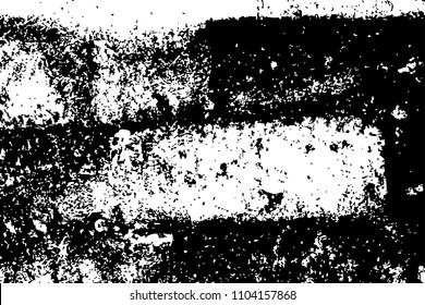 Dark weathered stone brick wall vector texture. Black and white stone bricks. Obsolete stone wall. Grungy brickwork trace. Monochrome grit for aged effect. Grunge vintage overlay with brick pattern