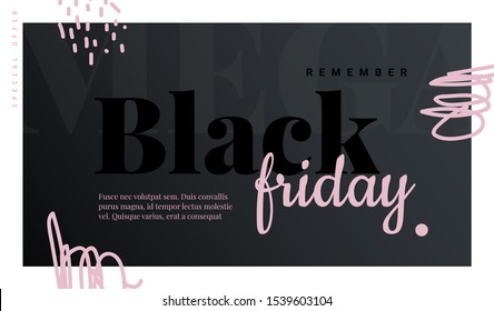 Dark web banner for black Friday sale. Concept of advertising for seasonal offer.