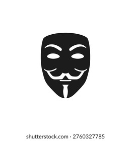 dark web hacker anonymous mask icon in black silhouette representing cyber crime underground internet identity concealment digital threat and covert online criminal activity symbol