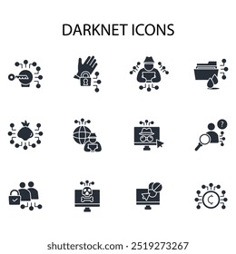 Dark web icon set.vector.Editable stroke.linear style sign for use web design,logo.Symbol illustration.