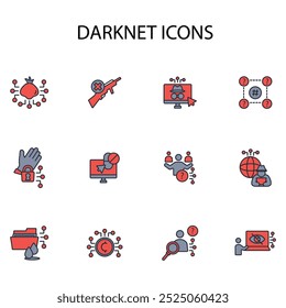 Dark web icon set.vector.Editable stroke.linear style sign for use web design,logo.Symbol illustration.