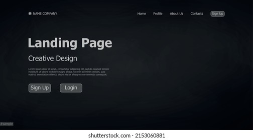 Dark web landing page template digital website landing page design concept - Vector illustration