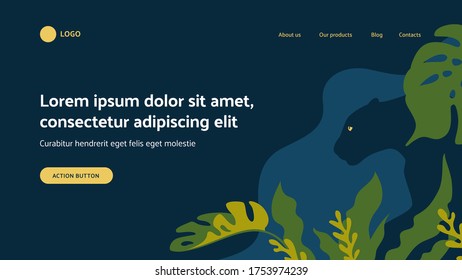 Dark web page design template with illustration concept on a background. EPS10 vector.