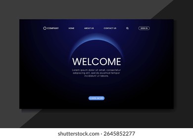 Dark Welcome Landing Page UI – Modern Gradient Website Hero Section Template
